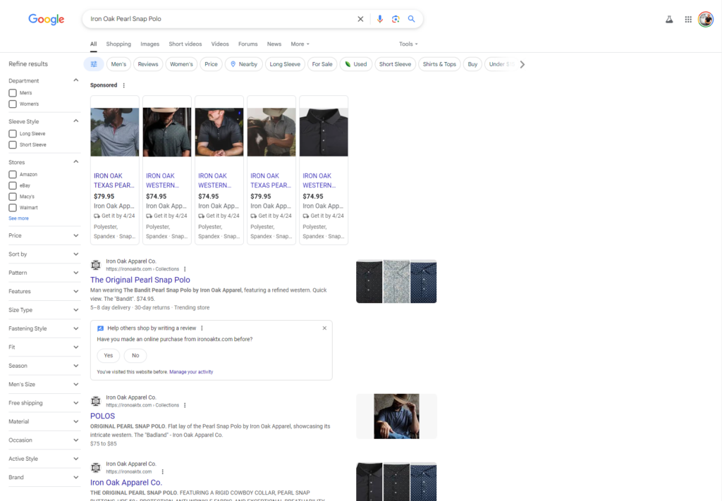 Example of a Google Search Results page highlighting paid ads for a local service